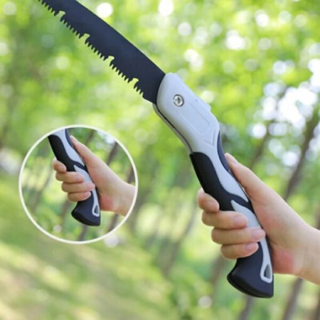 Portable Folding Hand Saw Sk5 Woodworking fast folding Alloy Hacksaw Blade PTFE Coating Portable Closes Camping Multitool Saws image